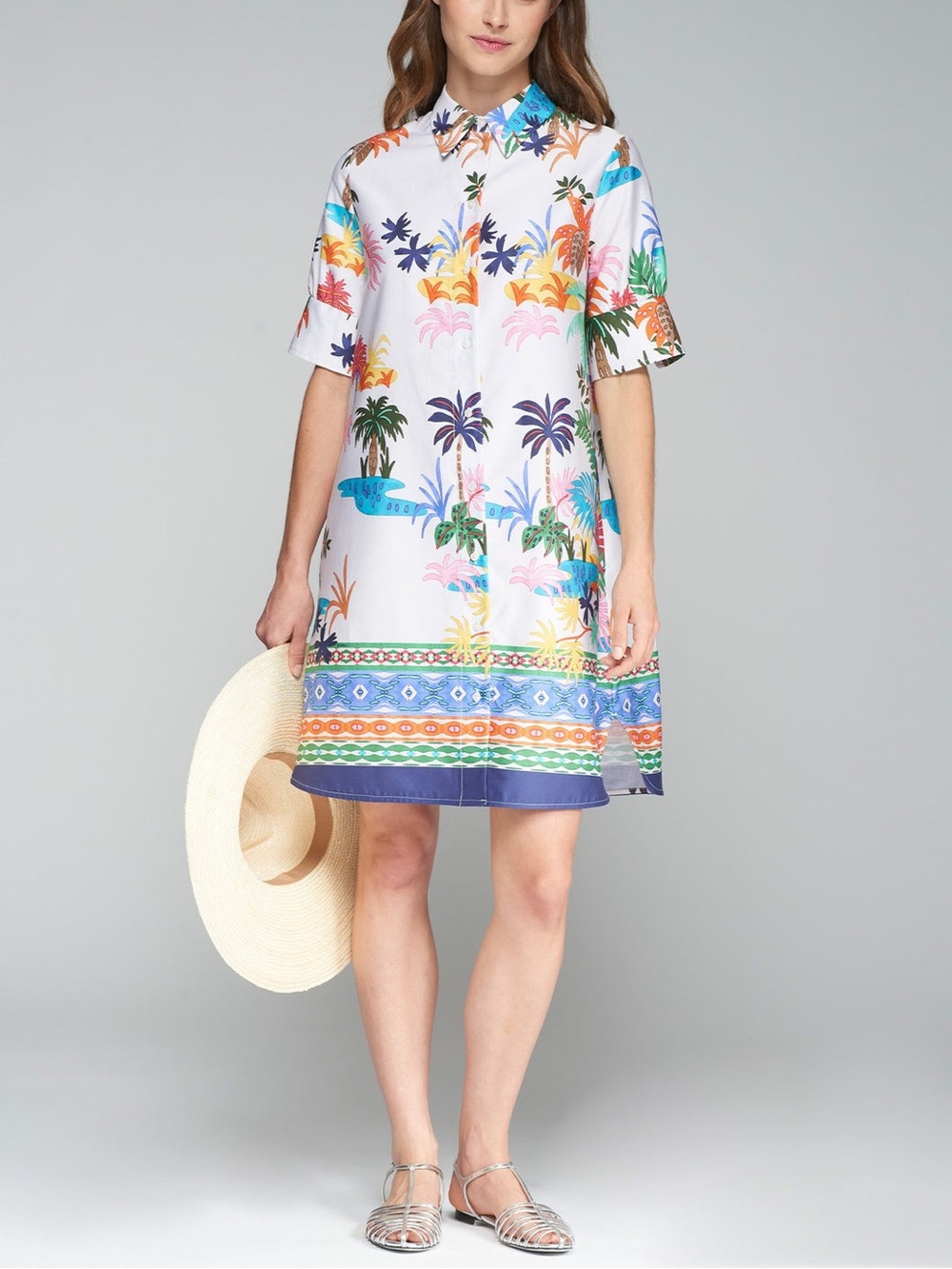 VILAGALLO hester palmeras greca dress in multicolor Sz 8